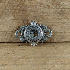 Large Porthole Brooch Timepiece Silver-jewellery-The Vault