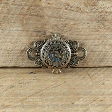 Large Porthole Brooch Timepiece Brass-jewellery-The Vault