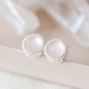 Rose Quartz Filligree Studs Silver