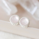 Rose Quartz Filligree Studs Silver