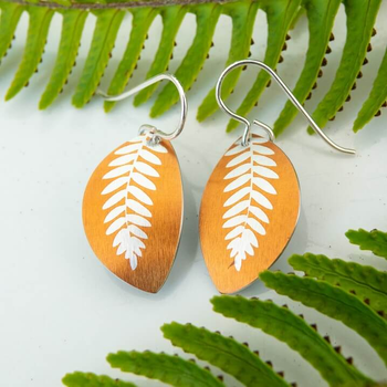 Alum Ladder Fern Earrings Mustard