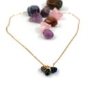 Gold Mini Raw Stone Trio Necklace Nature