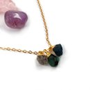 Gold Mini Raw Stone Trio Necklace Nature