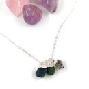 Silver Mini Raw Stone Trio Necklace Nature