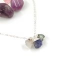 Silver Raw Stone Trio Necklace Reverse