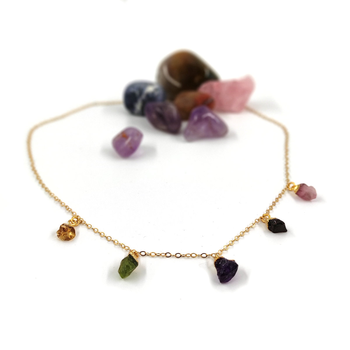 Gold Raw Stone 5 Necklace Classic