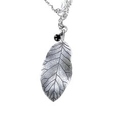 Puka Silver Leaf & Garnet Necklace-jewellery-The Vault