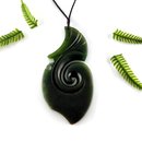 Pounamu Pendant Large Hei Matau Piwakawaka