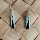 Porcelain Earrings Rectangle Ponga Fern