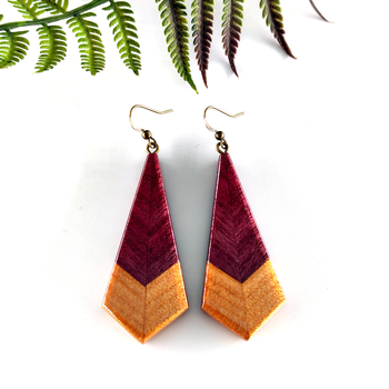 Wooden Earrings Two Tone Woods Small