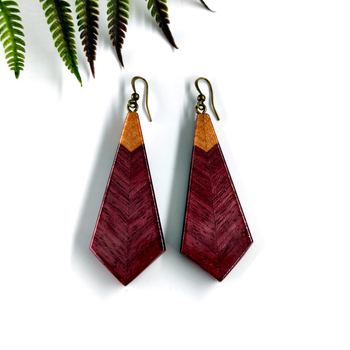 Wooden Earrings Two Tone Woods Small