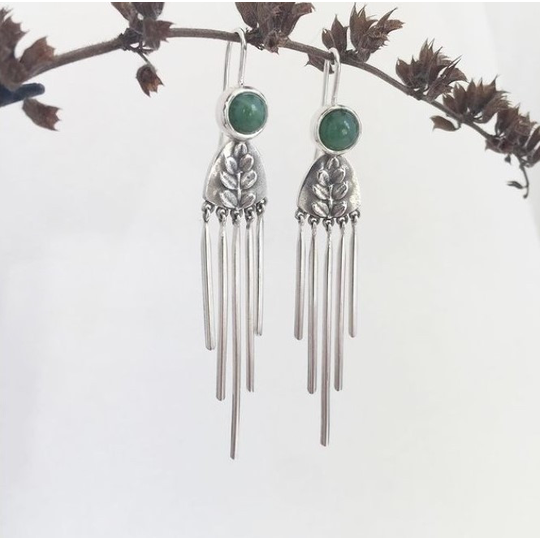 Pounamu & Kowhai Fringed Earrings