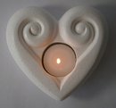 White Marble Candle Holder Koru Heart