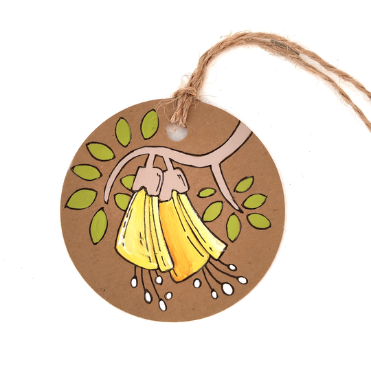 Hand Painted Gift Tag Kowhai 1