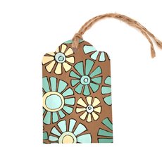 Hand Painted Gift Tag Turquoise Flower-cards-The Vault