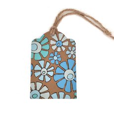 Hand Painted Gift Tag Blue Flower-cards-The Vault