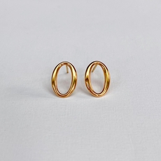 Small Oval Stud Earrings Gold Plate-jewellery-The Vault