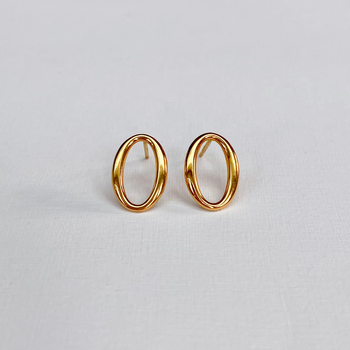 Small Oval Stud Earrings Gold Plate