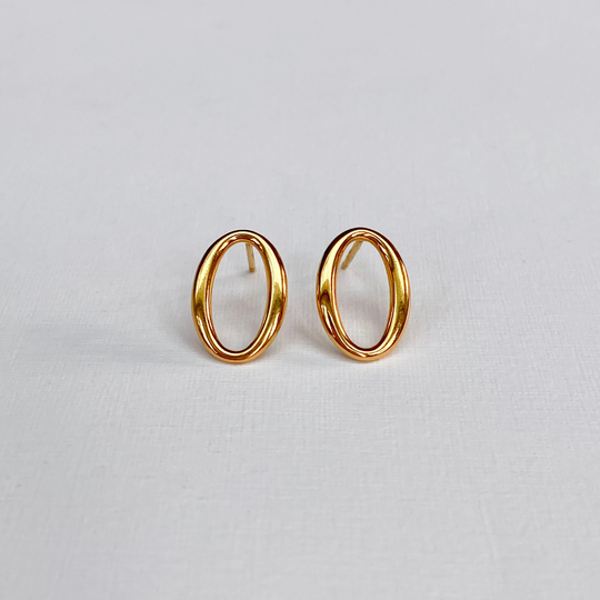 Small Oval Stud Earrings Gold Plate