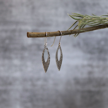 Small Abstract Leaf Earrings Silver