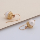 Acorn Earrings White Pearl Gold Plate