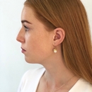 Acorn Earrings White Pearl Gold Plate
