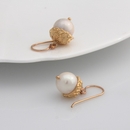 Acorn Earrings White Pearl Gold Plate