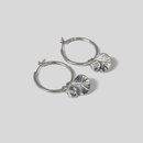 2 Leaf Disk Hoop Earrings Silver