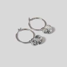 2 Leaf Disk Hoop Earrings Silver-jewellery-The Vault