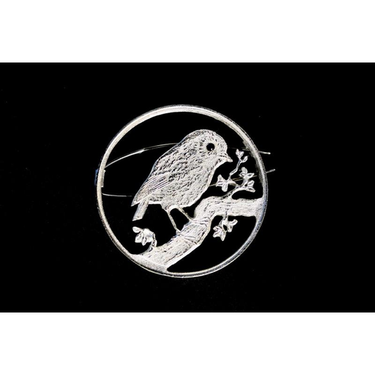 Akin Black Robin Brooch