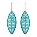 Glass Kowhai Leaf Earrings Light Blue