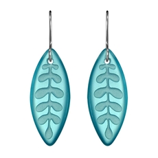 Glass Kowhai Leaf Earrings Light Blue-jewellery-The Vault