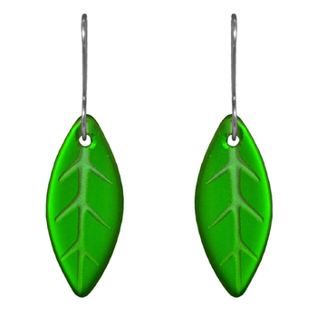 Glass Leaf Earrings Green