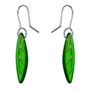 Glass Leaf Earrings Green