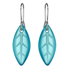 Glass Leaf Earrings Light Blue-jewellery-The Vault