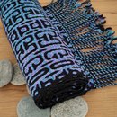 Merino Scarf Black & Hand Dyed Blue