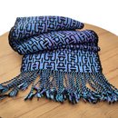 Merino Scarf Black & Hand Dyed Blue