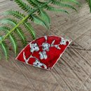 Fan Brooch Red