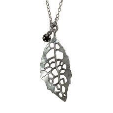 Heketara Silver Leaf & Garnet Necklace-jewellery-The Vault