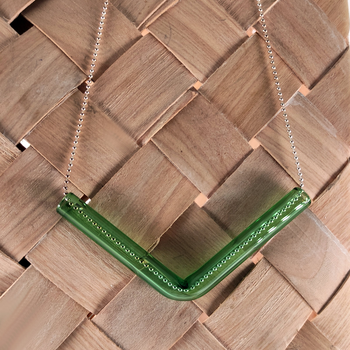 Green Angle Necklace Silver Chain