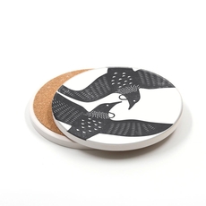 Linocut Tui Ceramic Coaster SINGLE-artists-and-brands-The Vault