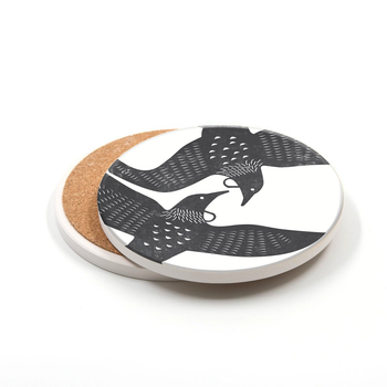 Linocut Tui Ceramic Coaster SINGLE