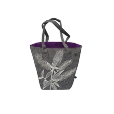 White Koromiko Grey & Purple Shoulder Tote-artists-and-brands-The Vault