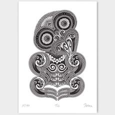Tiki Black and White Print A3-artists-and-brands-The Vault