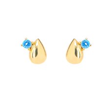 Duette Blue Topaz Studs 14ctGoldPlate-jewellery-The Vault