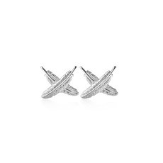 Mini Feather Kisses Studs Silver-jewellery-The Vault