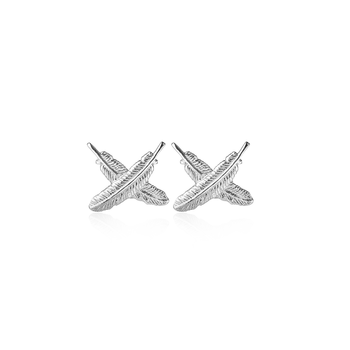 Mini Feather Kisses Studs Silver