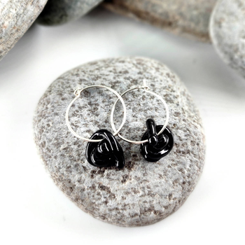 Knot Hoop Earrings Black