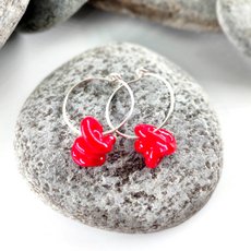Knot Hoop Earrings Red-jewellery-The Vault
