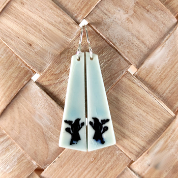 Porcelain Earrings Long Tui Green